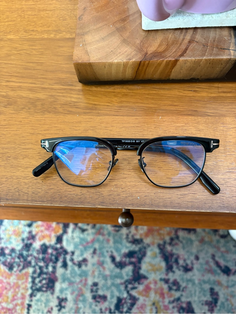 Tom Ford Black Frames with Blue-Reflective Lenses